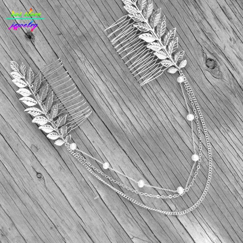 Summer Style Bohemia Leaves Head Crown  Chain And Leaves Hair Comb Wedding Hair Accessories Leaf Hair Hoop Headband Bridal Hair Crown Headdress Metal Leaf Branch French Hair Bands