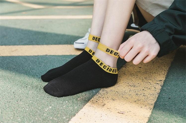 Summer Transparent Letter Patterned Socks Women Hollow Out Cotton Short Socks Thin Casual Ankle Socks Made Of Breathable Cotton Boat Socks For Women