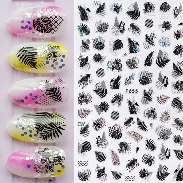 Summer Tropical Beach Coconut Tree Slippers 3D Nail Sticker Leaves Shell Transfer Decals Slider Decoration Manicures  Tip Water Transfer Nail Decals Sticker For Pretty Girl Self-Adhesive Nail Decals Designer Nail Stickers for Acrylic