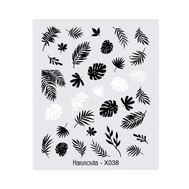 Summer Tropical Beach Coconut Tree Slippers 3D Nail Sticker Leaves Shell Transfer Decals Slider Decoration Manicures  Tip Water Transfer Nail Decals Sticker For Pretty Girl Self-Adhesive Nail Decals Designer Nail Stickers for Acrylic