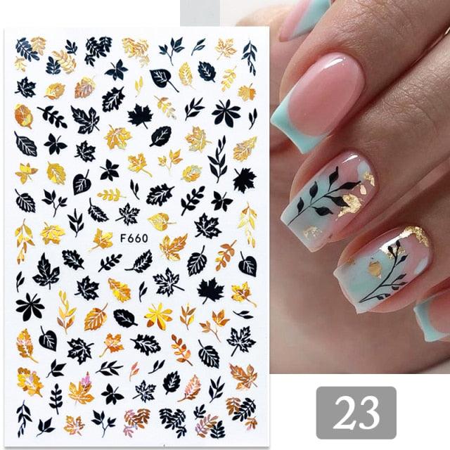 Summer Tropical Plants 3D Nail Sticker Iridescent Leaves Tree Transfer Decals Slider For Nails DIY Nail Art Decoration 3D Nail Stickers Decals Snowflakes Elk Bear Christmas Xmas Transfer Stickers Nail Art Self-Adhesive Decals Decoration Nail Art