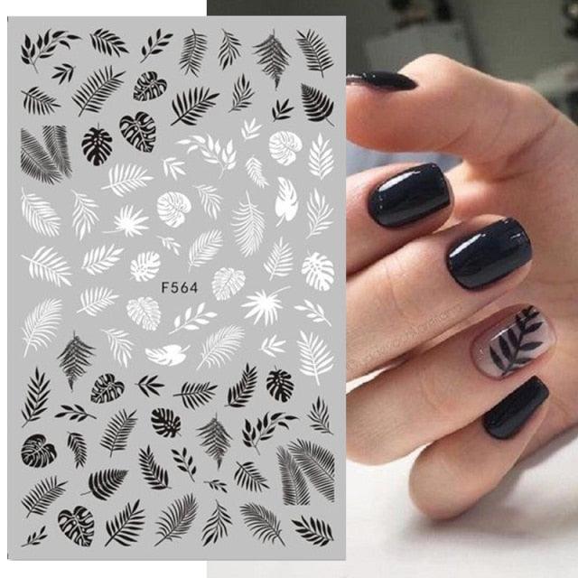 Summer Tropical Plants 3D Nail Sticker Iridescent Leaves Tree Transfer Decals Slider For Nails DIY Nail Art Decoration 3D Nail Stickers Decals Snowflakes Elk Bear Christmas Xmas Transfer Stickers Nail Art Self-Adhesive Decals Decoration Nail Art