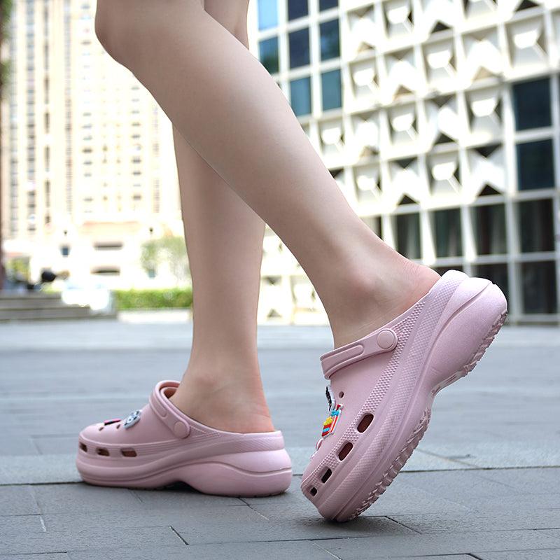 Summer Women Clogs Platform Garden Sandals Fruit Slippers Beach Shoes Increase Outdoor Unisex Garden Clogs Shoes Comfortable Slip-on Summer Beach Sandals