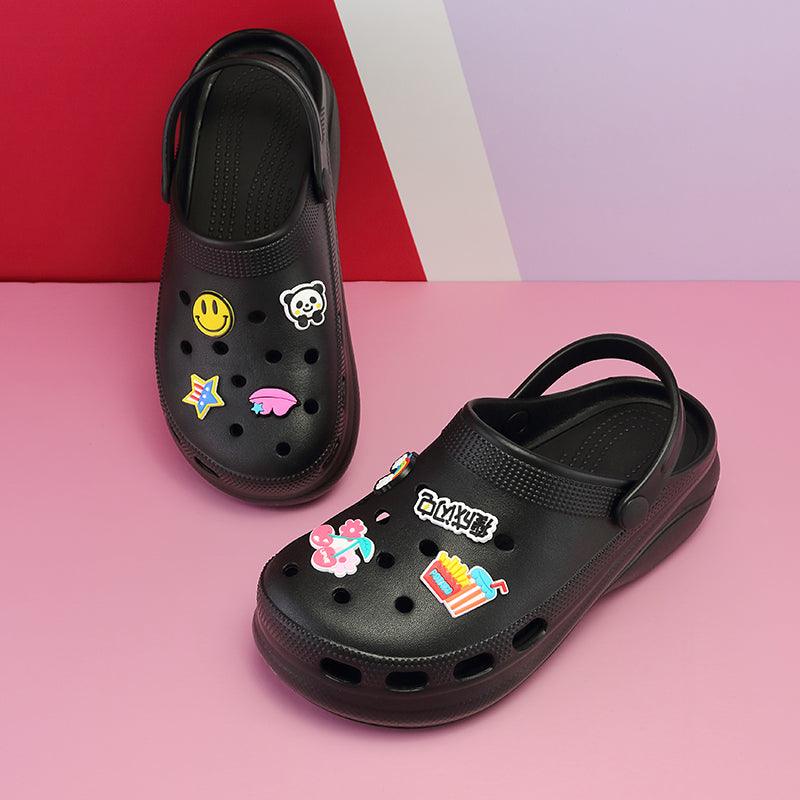 Summer Women Clogs Platform Garden Sandals Fruit Slippers Beach Shoes Increase Outdoor Unisex Garden Clogs Shoes Comfortable Slip-on Summer Beach Sandals