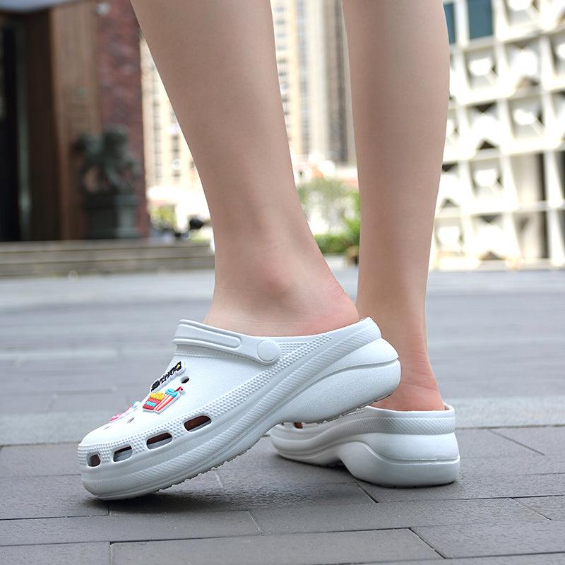 Summer Women Clogs Platform Garden Sandals Fruit Slippers Beach Shoes Increase Outdoor Unisex Garden Clogs Shoes Comfortable Slip-on Summer Beach Sandals