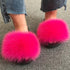 Summer Women Fox Fur Slippers Indoor Slides Fashion Flip Flops Casual Sandals Furry Fluffy Plush Slides Lightweight House Slippers Fluffy Sandals Outdoor Indoor Women Shoes