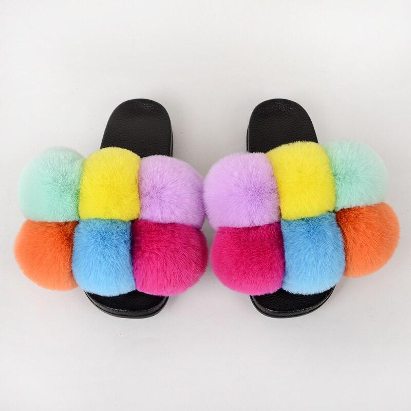 Summer Women Slippers Faux Fur Slides For Women Fluffy Slippers House Shoes Woman Slippers Open Toe Fuzzy Fur Slippers Girls Fluffy House Slides Outdoor Indoor Slippers