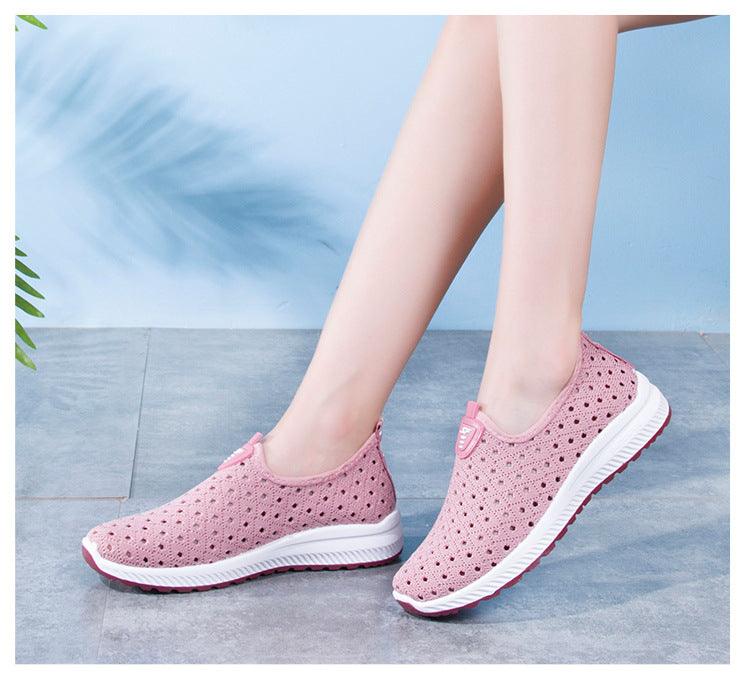 Summer Womens Shoes Breathable Mesh Sneakers Slip On Flats Espadrilles Fashion Trainers Women Comfortable Pink Couple Shoes Outdoor Walking Footwear Shoes