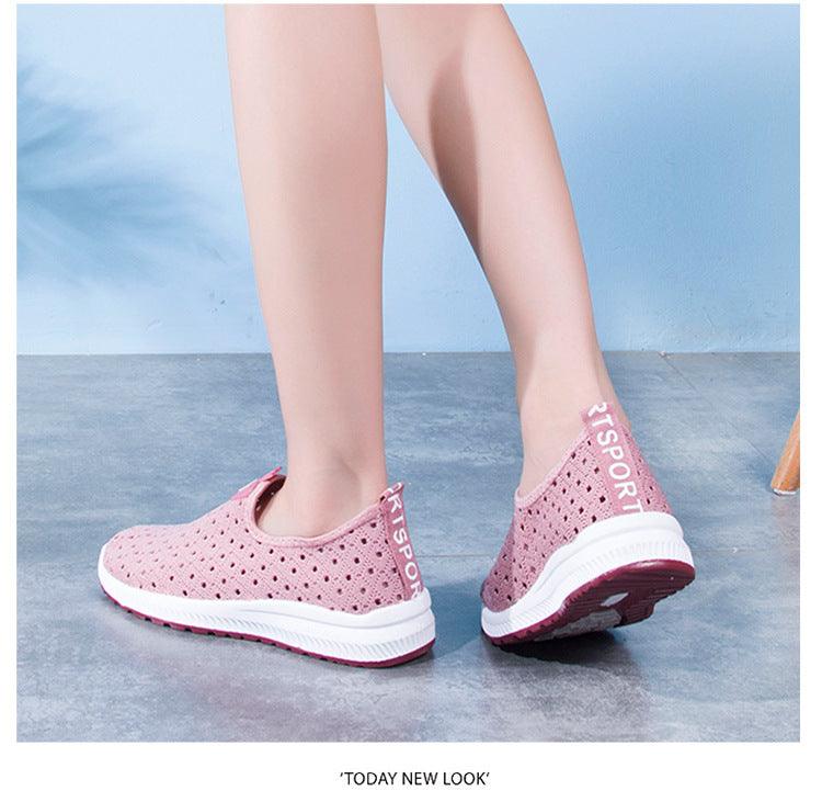 Summer Womens Shoes Breathable Mesh Sneakers Slip On Flats Espadrilles Fashion Trainers Women Comfortable Pink Couple Shoes Outdoor Walking Footwear Shoes