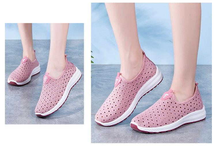 Summer Womens Shoes Breathable Mesh Sneakers Slip On Flats Espadrilles Fashion Trainers Women Comfortable Pink Couple Shoes Outdoor Walking Footwear Shoes