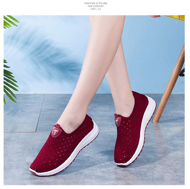 Summer Womens Shoes Breathable Mesh Sneakers Slip On Flats Espadrilles Fashion Trainers Women Comfortable Pink Couple Shoes Outdoor Walking Footwear Shoes