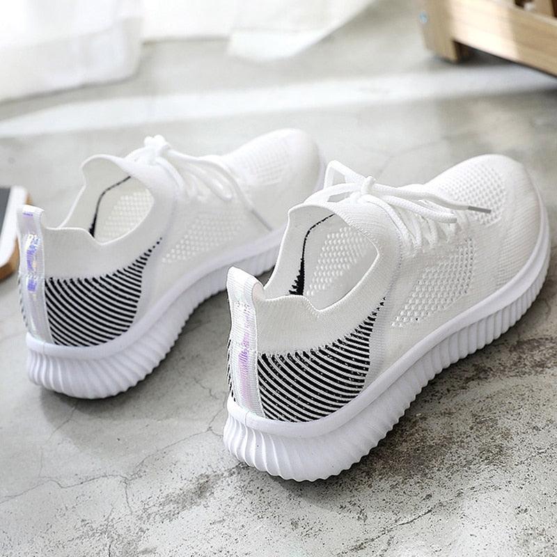 Summer Womens Shoes Mesh Light Breathable Sneakers Flats Casual Trainers Walking Shoes Sport Women Mesh Running Casual Slip On Flats Sneakers