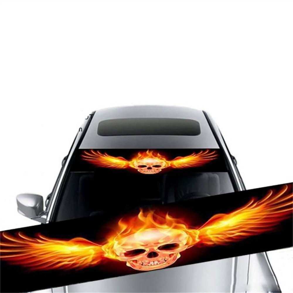 Super Personality Windshield Sticker Car Front Windshield Sticker Stereo Car Stickers Front File Stickers Car Front Rear Sun Strip Visor Vinyl Decal Windshield Cast Film 3D Stickers Decor Front Creative Eyes Skull Sticker For Car Auto Decorative Stickers