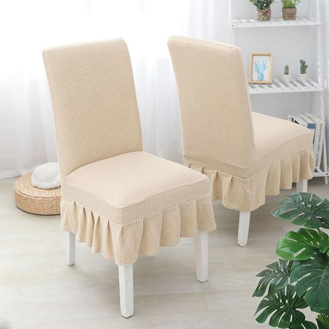 Super Soft Polar Fleece Fabric Skirt Style Chair Cover Elastic Chair Covers Spandex For Kitchen Wedding Chair Covers Dining Room Washable Furniture Chair for Kids Pets Home Ceremony Banquet Wedding Party