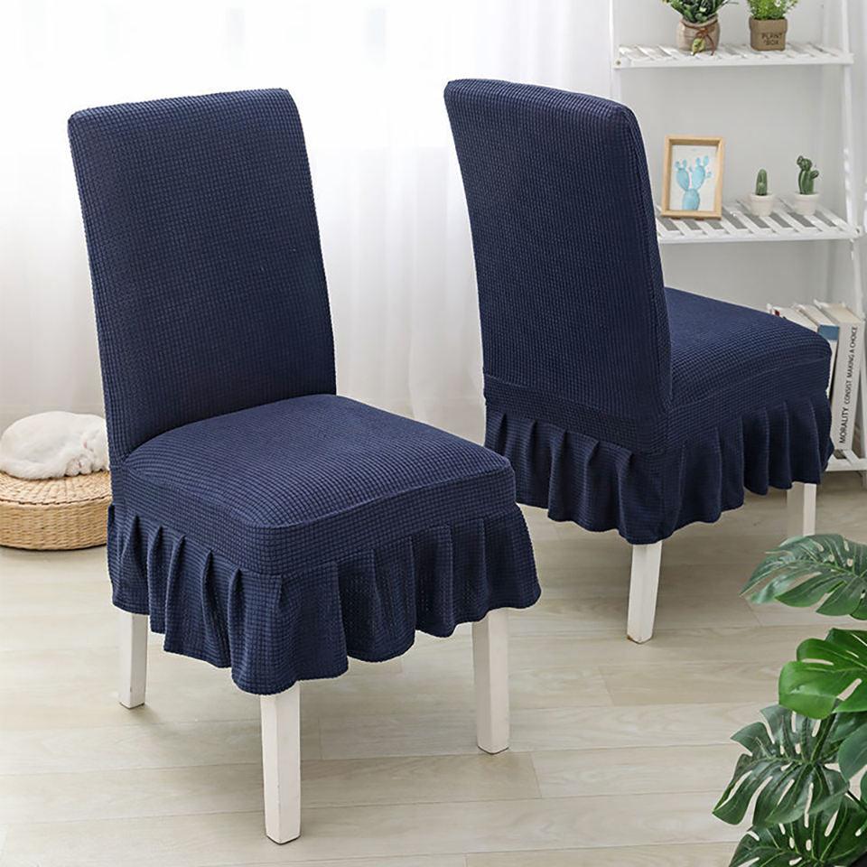 Super Soft Polar Fleece Fabric Skirt Style Chair Cover Elastic Chair Covers Spandex For Kitchen Wedding Chair Covers Dining Room Washable Furniture Chair for Kids Pets Home Ceremony Banquet Wedding Party