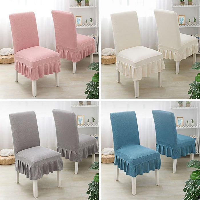 Super Soft Polar Fleece Fabric Skirt Style Chair Cover Elastic Chair Covers Spandex For Kitchen Wedding Chair Covers Dining Room Washable Furniture Chair for Kids Pets Home Ceremony Banquet Wedding Party