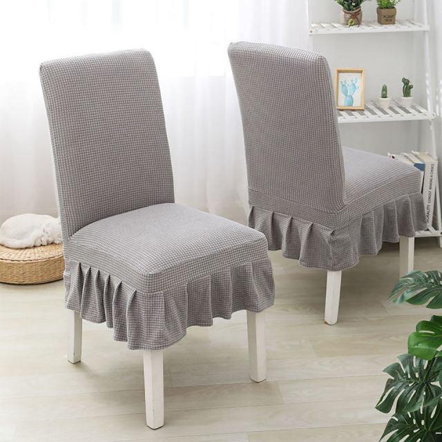 Super Soft Polar Fleece Fabric Skirt Style Chair Cover Elastic Chair Covers Spandex For Kitchen Wedding Chair Covers Dining Room Washable Furniture Chair for Kids Pets Home Ceremony Banquet Wedding Party