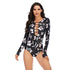 Surfing Swimsuit For Women Bikini Long Sleeve Swimwear Tiger Print Push Up Summer Bath Suit Two Piece Surfing Rash Guard Bikini Long Sleeve Swimsuit Set