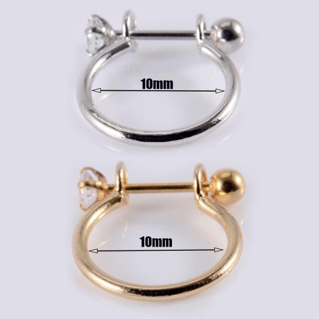 Surgical Steel Barbell With CZ Hoop Ear Tragus Cartilage Helix Earrings Ear Studs Ear Cuff Rook Woman Lobe Piercings Septum Hinged Segment Piercings Body Jewelry Earring Hoop Stainless Steel with Cartilage Earrings Piercings Nose Ring Piercing Jewelry