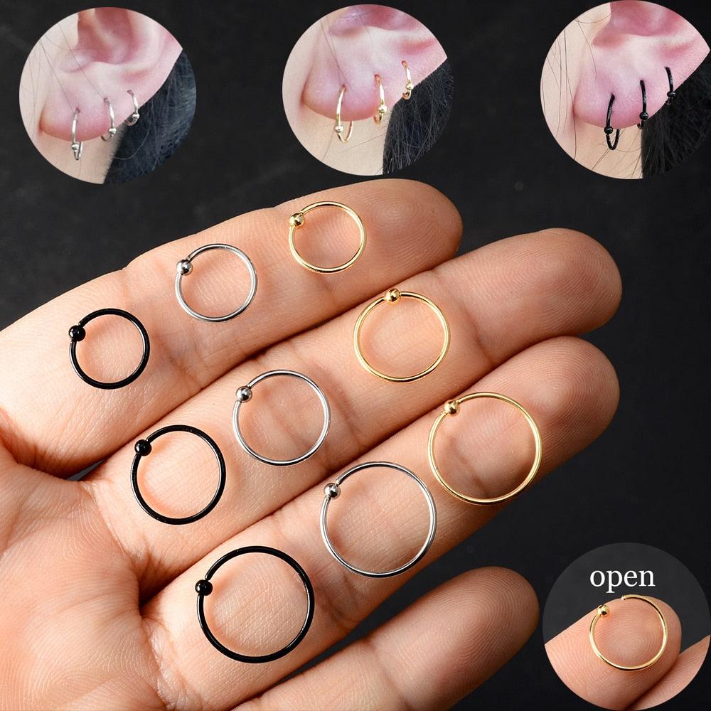 Surgical Steel Captive Bead Ring Ear Hoop Nose Ring Loop Ear Tragus Cartilage Piercing Ring  Hinged Clicker Segment Nose Ring Hoops Helix Cartilage Tragus Sleeper Earrings Body Piercing Ear Piercing Body Jewelry Earring