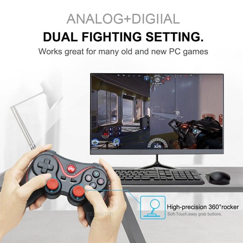 Sustainable White Wireless Joystick Gamepad PC Game Controller Support Bluetooth BT3.0 Compatible With Mobile Phone Tablet Wireless Controller Game Controller Gamepad Joystick Compatible With Slim 360 PC Windows 7 8 10 (White)