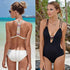 Swimsuit One Piece Backless  Beach Swimwear Women One Piece Swimsuits Plunge V Neck Bathing Suits Lace up Monokini Strappy Cutout Swimwear Bikini Bathing Suit Push Up Women's Swimwear Bodysuit For Women