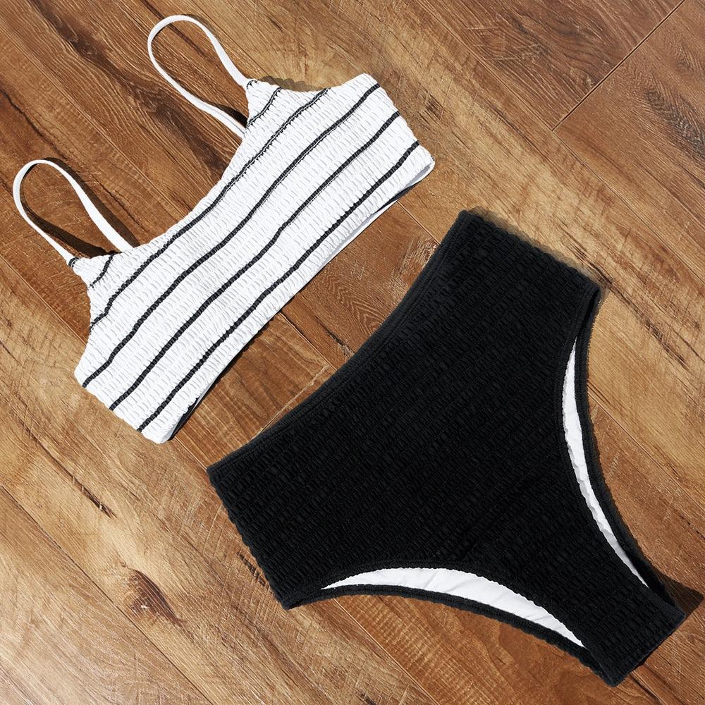 Swimsuit Women Bikini Plus Size High Cut Bathing Suit High Waist Bikini Set Women's Bikini Set Two Piece Cute Swimsuits Ruffle Off Shoulder Bathing Suit With High Waist Bottoms