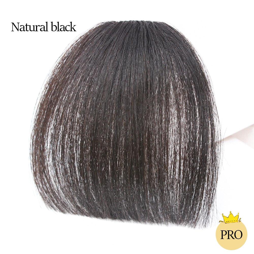 Synthetic Air Bangs Heat Resistant Hairpieces Hair Women Natural Short Black Brown Bangs Hair Clips For Extensions Natural Flat Neat Bangs With Temples For Women One Piece Hairpiece