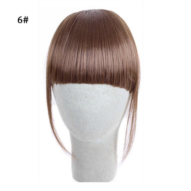 Synthetic Air Bangs Heat Resistant Hairpieces Hair Women Natural Short Black Brown Bangs Hair Clips For Extensions Natural Flat Neat Bangs With Temples For Women One Piece Hairpiece