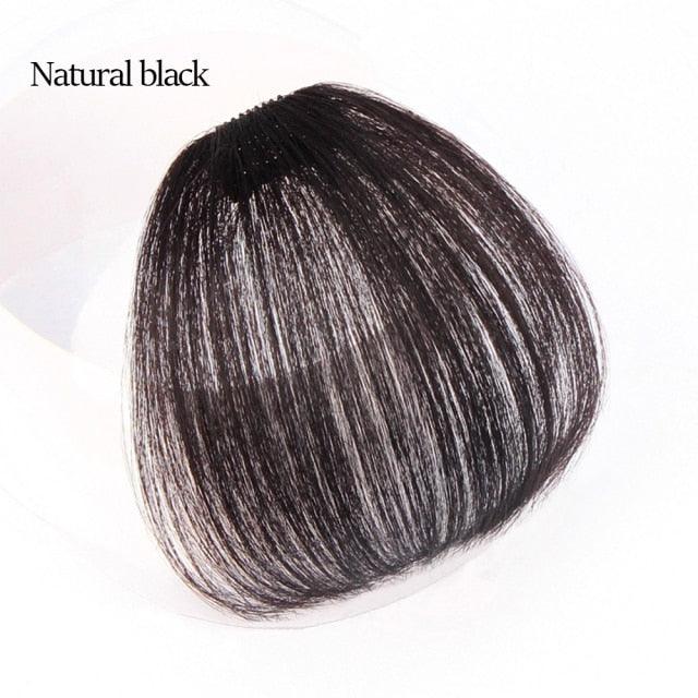 Synthetic Air Bangs Heat Resistant Hairpieces Hair Women Natural Short Black Brown Bangs Hair Clips For Extensions Natural Flat Neat Bangs With Temples For Women One Piece Hairpiece