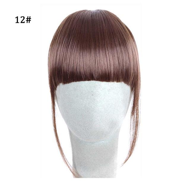 Synthetic Air Bangs Heat Resistant Hairpieces Hair Women Natural Short Black Brown Bangs Hair Clips For Extensions Natural Flat Neat Bangs With Temples For Women One Piece Hairpiece