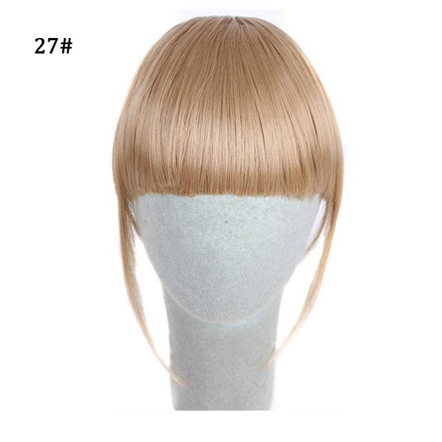 Synthetic Air Bangs Heat Resistant Hairpieces Hair Women Natural Short Black Brown Bangs Hair Clips For Extensions Natural Flat Neat Bangs With Temples For Women One Piece Hairpiece