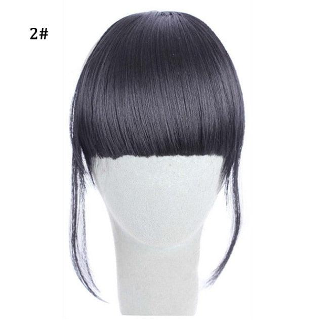 Synthetic Air Bangs Heat Resistant Hairpieces Hair Women Natural Short Black Brown Bangs Hair Clips For Extensions Natural Flat Neat Bangs With Temples For Women One Piece Hairpiece