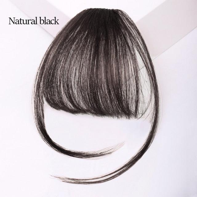 Synthetic Air Bangs Heat Resistant Hairpieces Hair Women Natural Short Black Brown Bangs Hair Clips For Extensions Natural Flat Neat Bangs With Temples For Women One Piece Hairpiece