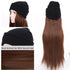 Synthetic Long Straight Knitted Hat Hair Wigs For Women Black Hat Hair Extension Wigs Cap With Hair Naturally Connect Hair Wigs For Black Women Cosplay Wigs For Women