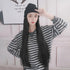 Synthetic Long Straight Knitted Hat Hair Wigs For Women Black Hat Hair Extension Wigs Cap With Hair Naturally Connect Hair Wigs For Black Women Cosplay Wigs For Women