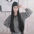 Synthetic Long Straight Knitted Hat Hair Wigs For Women Black Hat Hair Extension Wigs Cap With Hair Naturally Connect Hair Wigs For Black Women Cosplay Wigs For Women