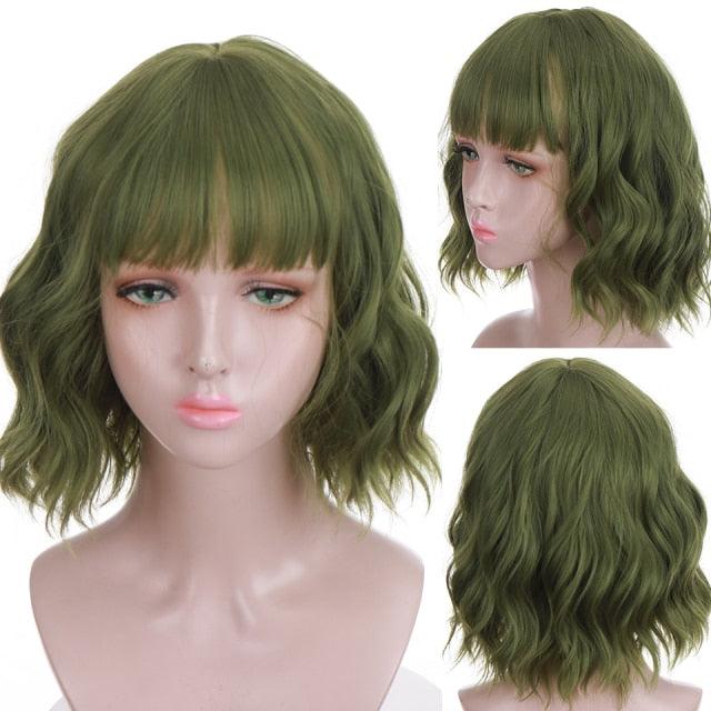 Synthetic Wigs For Women Daily Cosplay Long Water Wave  Lolita Wig With Bangs Cold Brown Heat Resistant Hair Bob Wigs For Black Women Cosplay Wigs For Women Gifts for Girlfriends