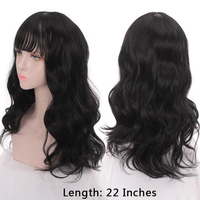 Synthetic Wigs For Women Daily Cosplay Long Water Wave  Lolita Wig With Bangs Cold Brown Heat Resistant Hair Bob Wigs For Black Women Cosplay Wigs For Women Gifts for Girlfriends