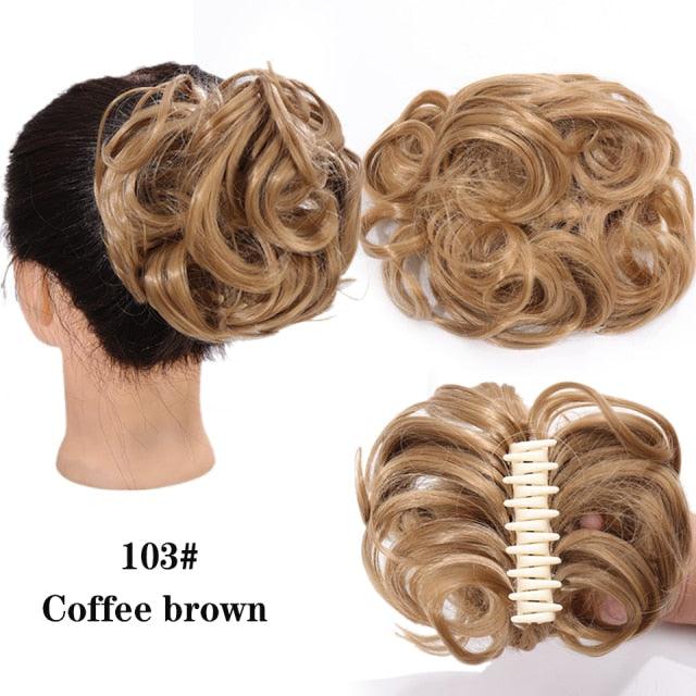 Synthetic Women's Hair Bun Bands Short Curly Chignon Hairpins Claw In Hairpieces for Fake False Hair Scrunchy Black Brown Wigs For Black Women Cosplay Wigs For Women