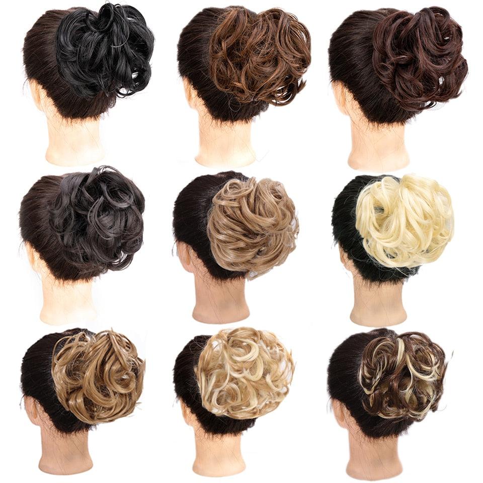 Synthetic Women's Hair Bun Bands Short Curly Chignon Hairpins Claw In Hairpieces for Fake False Hair Scrunchy Black Brown Wigs For Black Women Cosplay Wigs For Women