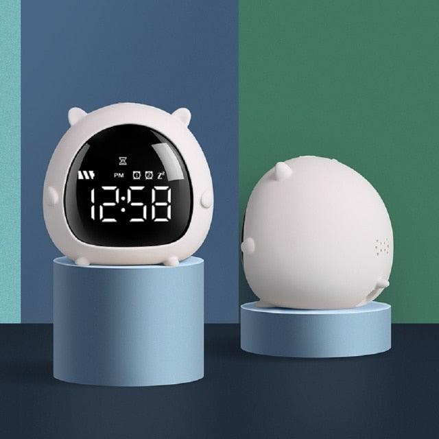 Table Clock Cute Alarm Clock Cute Toddler Alarm Clock Dimming Sleep Training Clock with Night Light Kids Wake Up Clock USB Rechargeable Easy Setting Kids Bedside Kids Night Wake Up Light Multi Function Alarm Clock for For Child Children Home Decoration