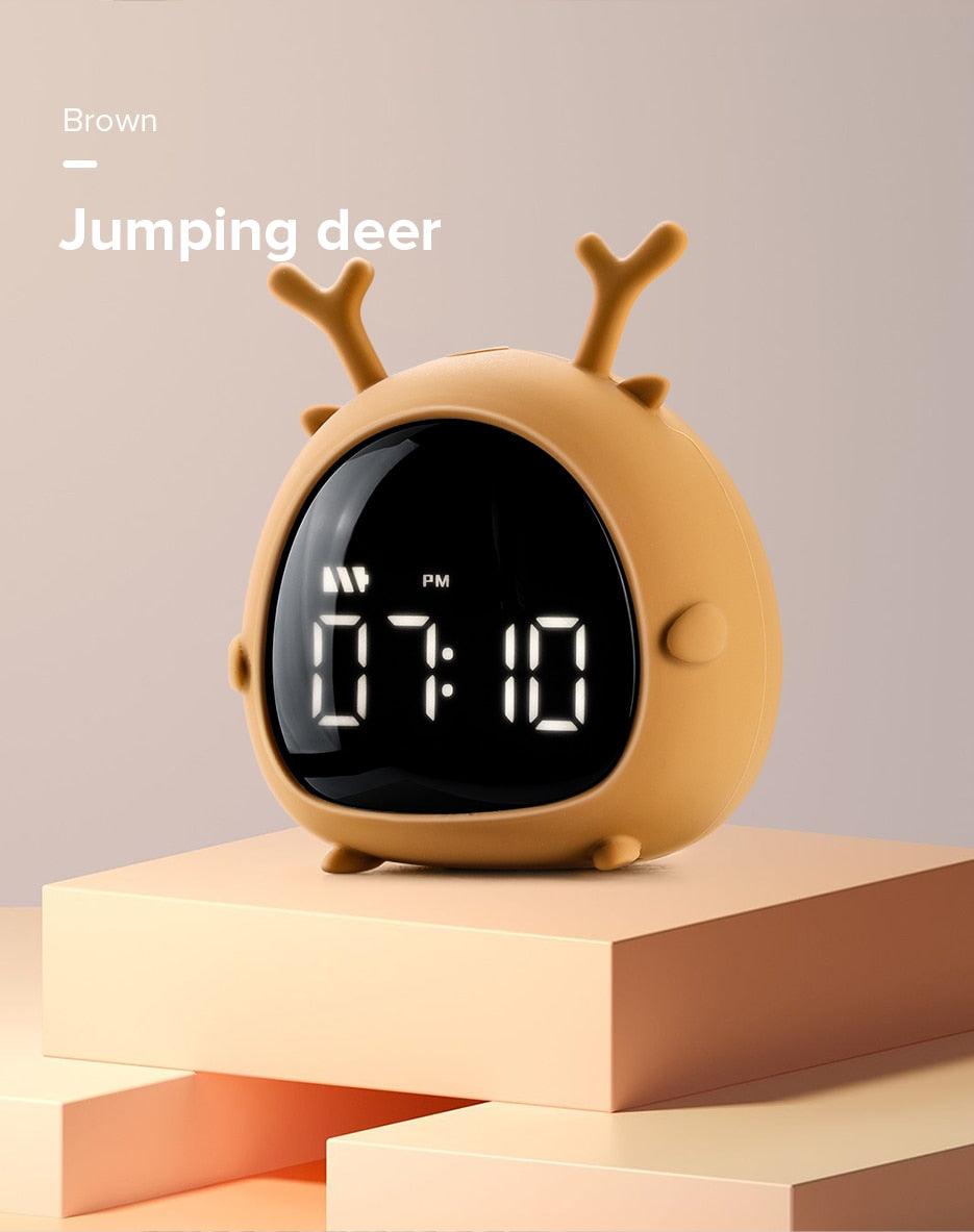 Table Clock Cute Alarm Clock Cute Toddler Alarm Clock Dimming Sleep Training Clock with Night Light Kids Wake Up Clock USB Rechargeable Easy Setting Kids Bedside Kids Night Wake Up Light Multi Function Alarm Clock for For Child Children Home Decoration