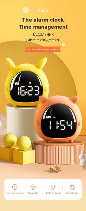 Table Clock Cute Alarm Clock Cute Toddler Alarm Clock Dimming Sleep Training Clock with Night Light Kids Wake Up Clock USB Rechargeable Easy Setting Kids Bedside Kids Night Wake Up Light Multi Function Alarm Clock for For Child Children Home Decoration