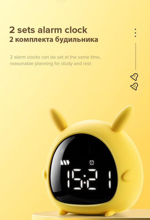 Table Clock Cute Alarm Clock Cute Toddler Alarm Clock Dimming Sleep Training Clock with Night Light Kids Wake Up Clock USB Rechargeable Easy Setting Kids Bedside Kids Night Wake Up Light Multi Function Alarm Clock for For Child Children Home Decoration