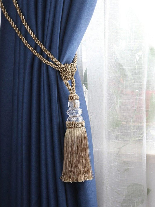 Tassel Curtain Tieback Crystal Bead Hanging Ball Tie Room Accessories Holder Buckle Rope Bandage Holdback Window Shade Curtain Tie Back Tassel Tie Backs for Curtain Beautiful Curtain Holdback Rope