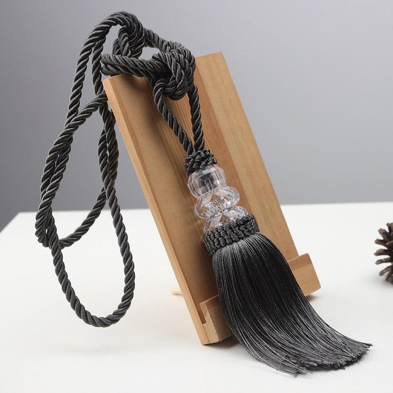 Tassel Curtain Tieback Crystal Bead Hanging Ball Tie Room Accessories Holder Buckle Rope Bandage Holdback Window Shade Curtain Tie Back Tassel Tie Backs for Curtain Beautiful Curtain Holdback Rope