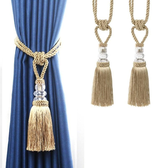 Tassel Curtain Tieback Crystal Bead Hanging Ball Tie Room Accessories Holder Buckle Rope Bandage Holdback Window Shade Curtain Tie Back Tassel Tie Backs for Curtain Beautiful Curtain Holdback Rope