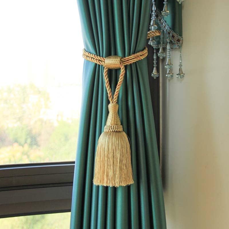 Tassels Curtain Tieback Gold Hanging Ball Braid Rope Holdback Window Drape Room Accessories Curtains Holder Buckle Strap European Style High-Grade Curtains Tieback Rope Tassel Holdbacks