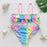 Teenager Girls Swimwear Two pieces Girls Swimsuit High quality Kids Bikini Sets Children Beach Wear Girls Two Piece Bikini Swimsuits Striped Ruffle Swimwear Bathing Suit Set